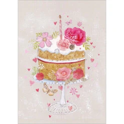 FP7100 Cake (Pink Floral) Greeting Card