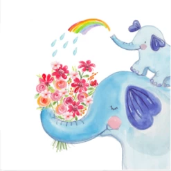 JC032 Elephant Bouquet Greeting Card