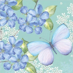 WS454 Blue Blossoms And Butterfly